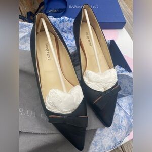 Sarah Flint Natalie Bow Front Leather Flats - like new - Sz 38.5 (8-8.5)